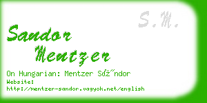 sandor mentzer business card